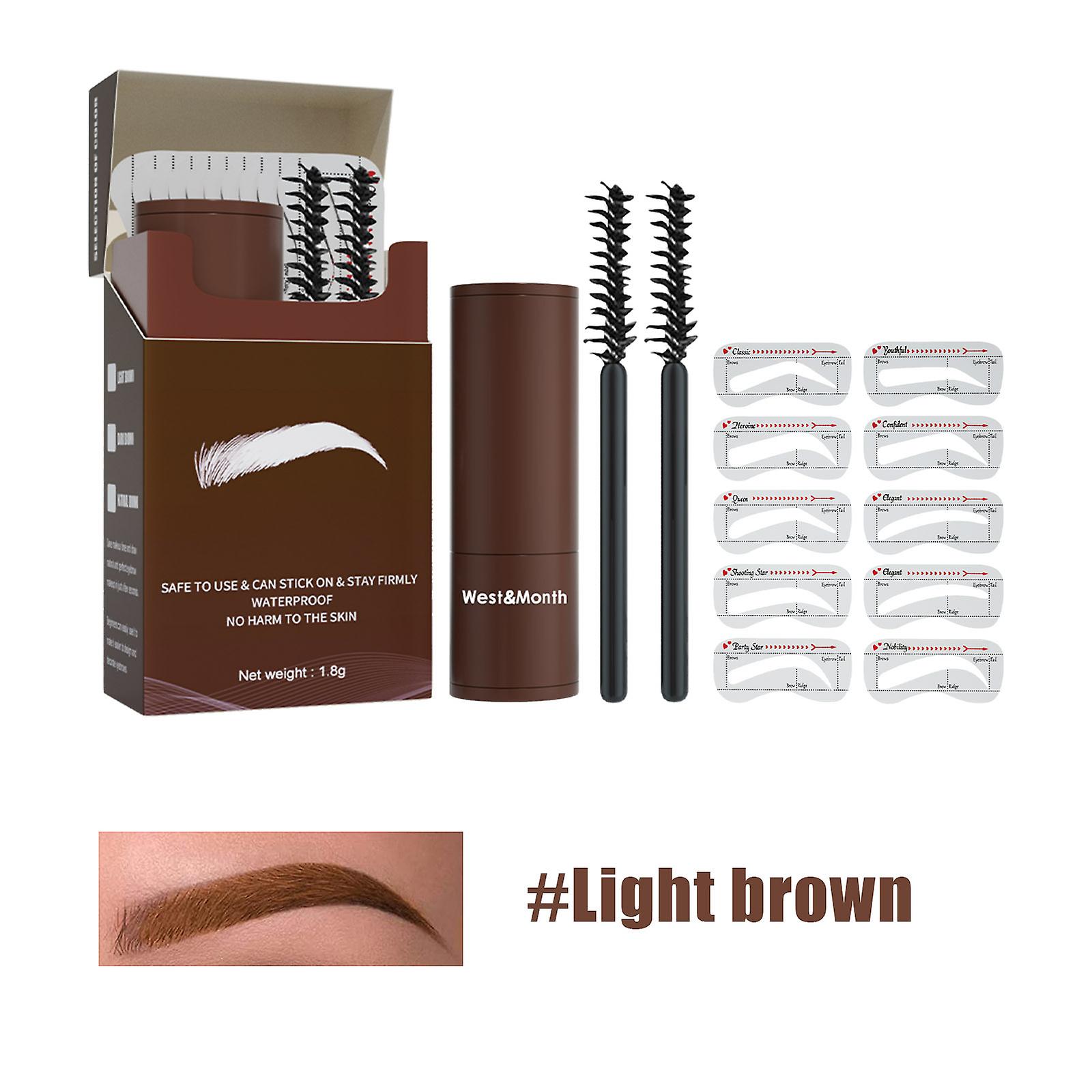 Multi-color Stamp Eyebrow Powder Does Not Take Off Makeup， Does Not Smudge， Print Powder Eyebrow Card Eyebrow Brush， Lazy Eyebrow Printing Set Color C