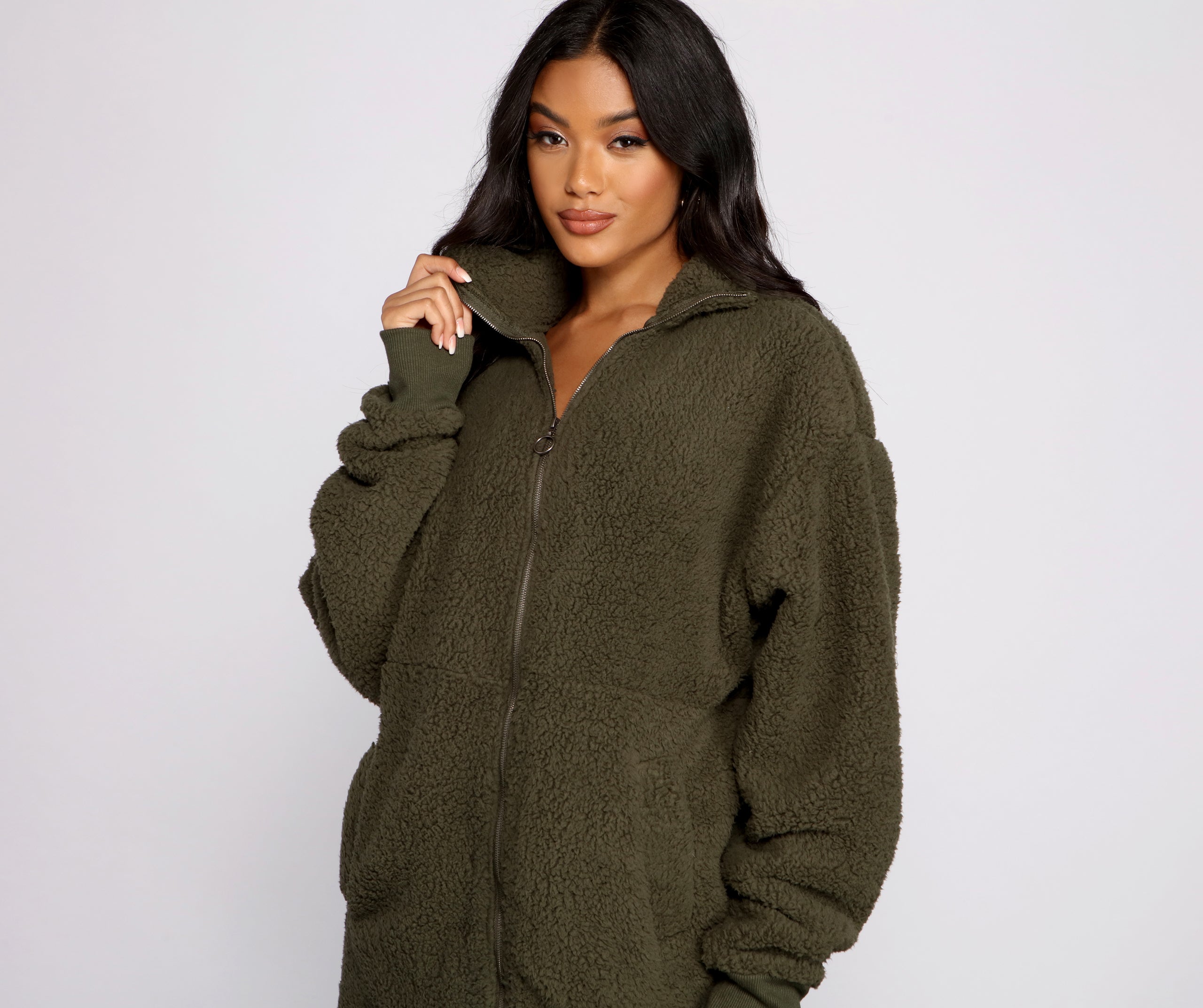 Chic and Cozy Oversized Teddy Trench Coat