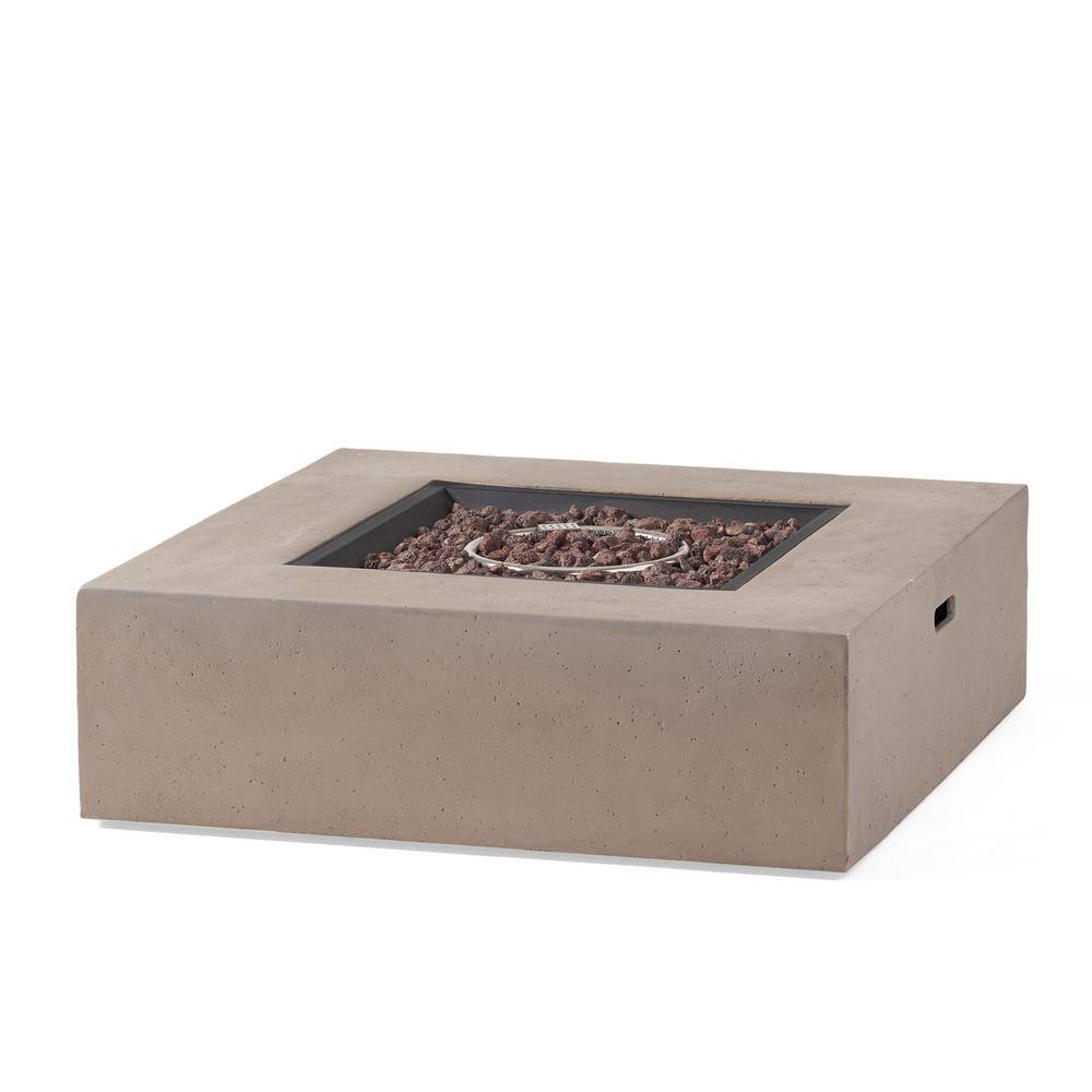 Noble House Mayfair Light Gray Square Stone Fire Pit (No Tank Holder) 10061