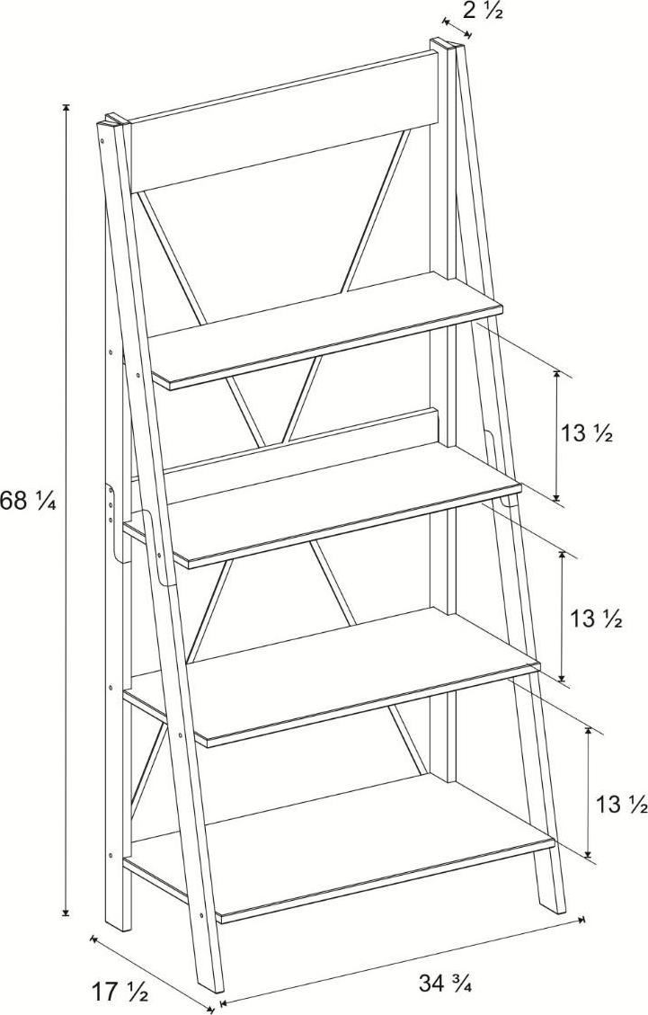 Woven Paths Solid Wood 4-Shelf Ladder Bookshelf- Multiple Colors