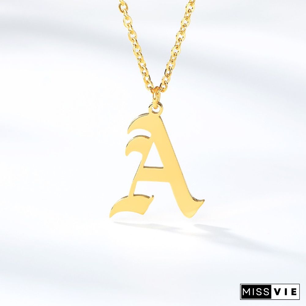 Initials Necklace Custom Letter Necklace For Women Stainless Steel Gold Chain A-Z Letters Old English Font Chain Christmas gifts