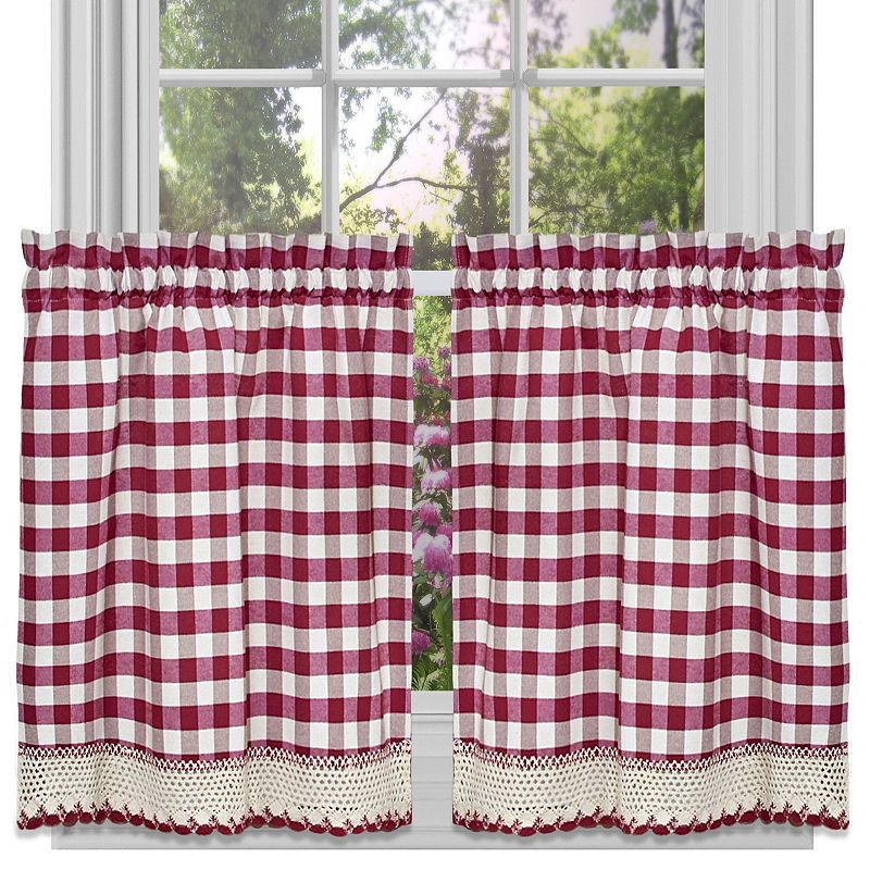 Sweet Home Buffalo Check Gingham Kitchen Curtain Tier Pair