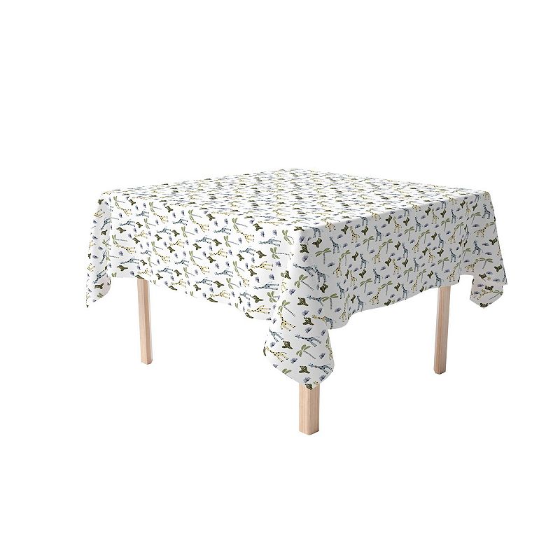 Square Tablecloth， 100% Polyester， 54x54， Giraffe Wild Life