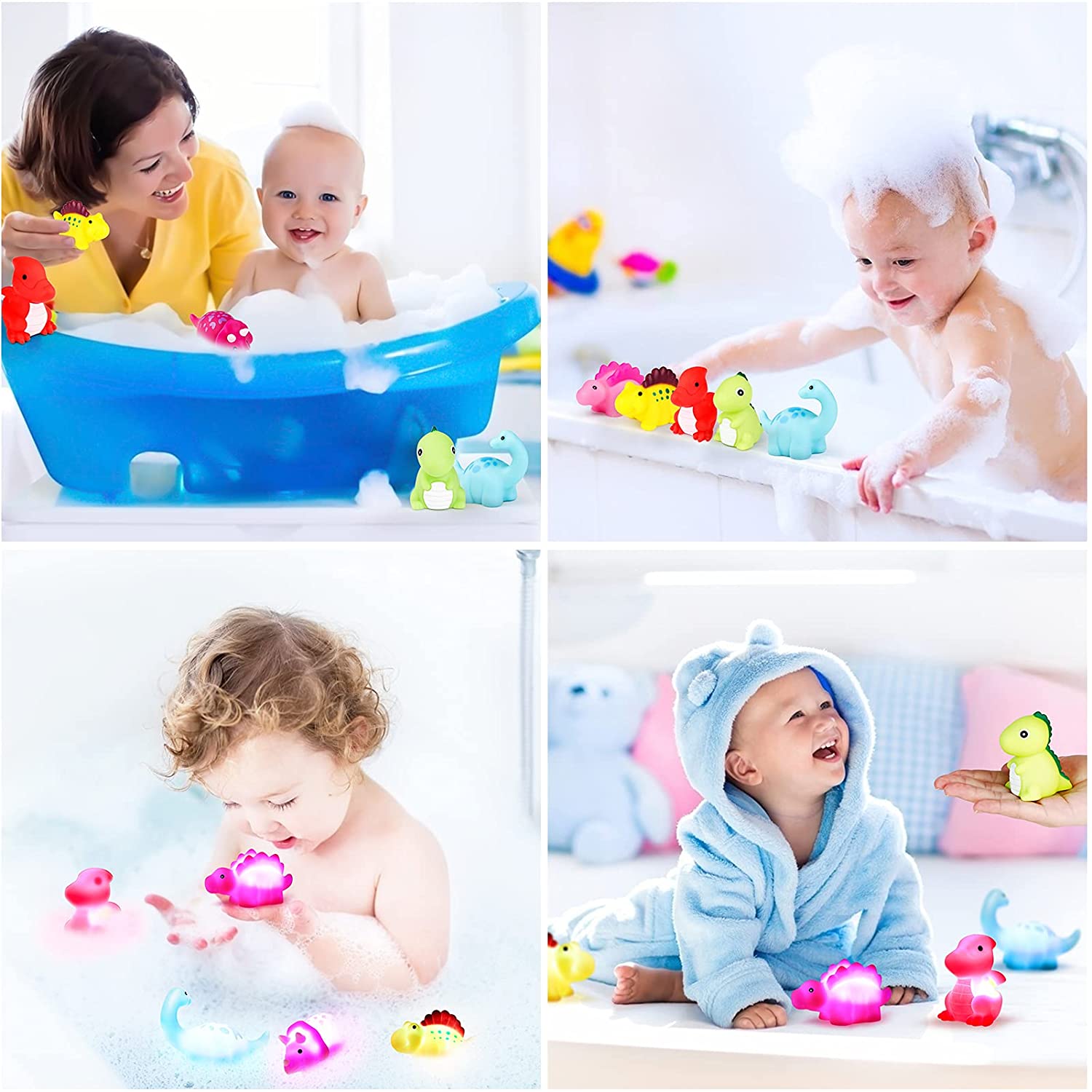 Bath Toys for Kids， Dinosaur Light-Up Floating Bath Toys for Toddler， Baby Bathtub Toys for Boys Girls， Ages 3 4 5 6 Year Old