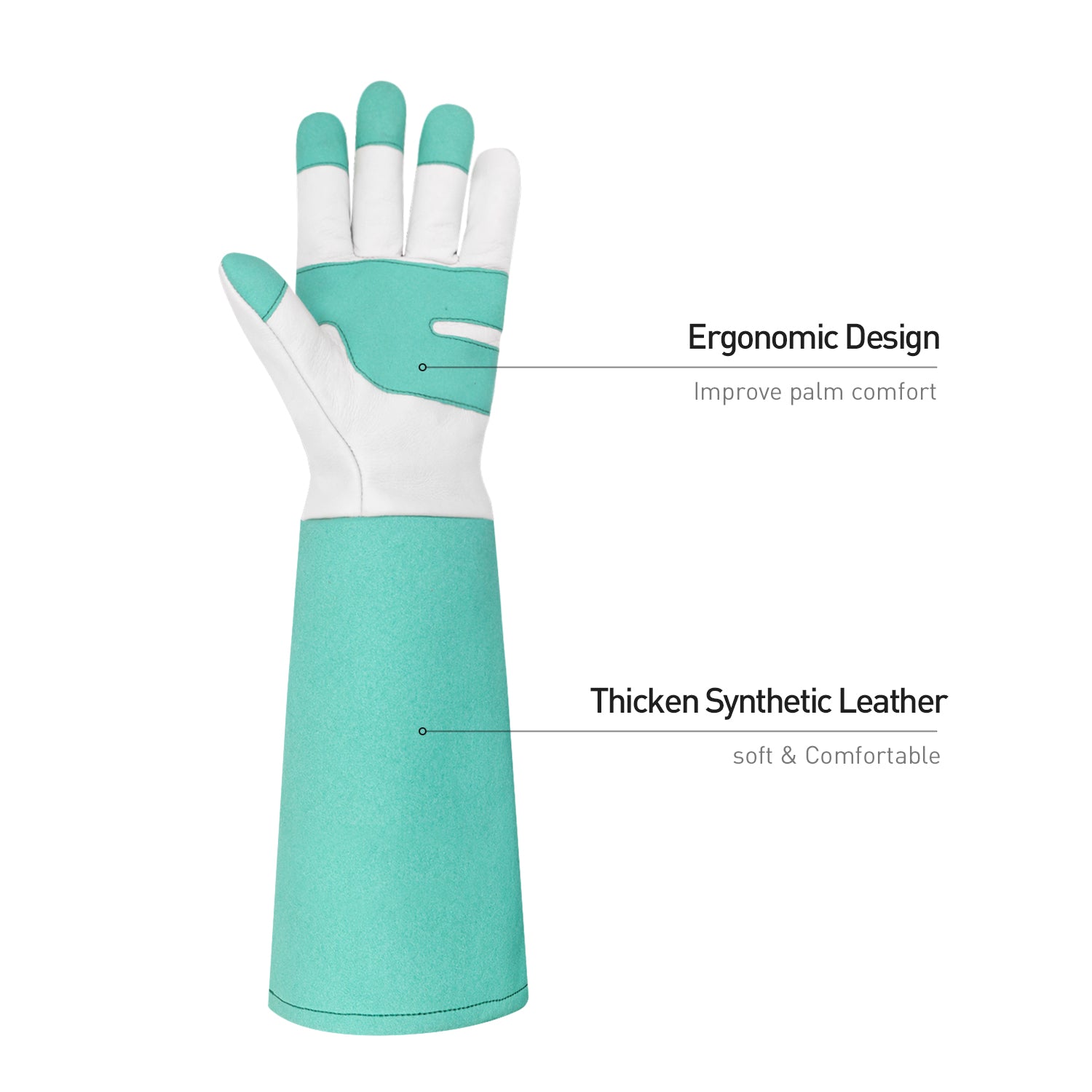 HANDLANDY Pruning Gloves Long for Men & Women, Thorn Proof Rose Pruning Gloves Leather Gauntlets Garden Gloves, Small, Green