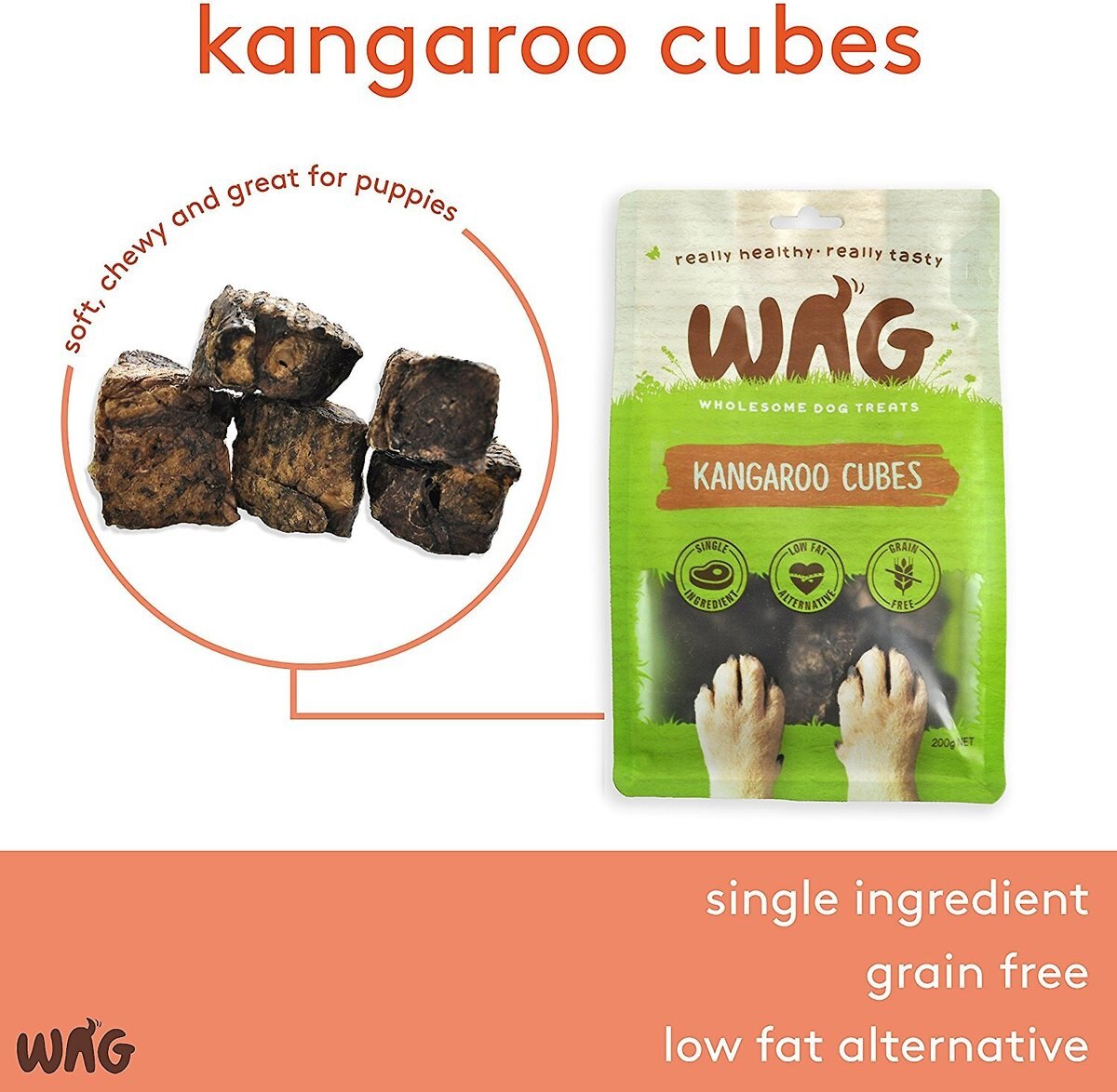 WAG Kangaroo Cubes Grain-Free Dog Treats