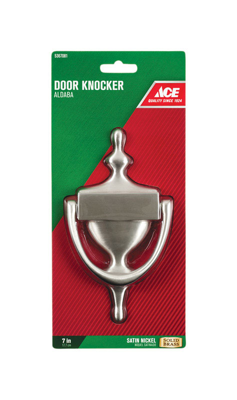 Ace 7 in. L Satin Nickel Brass Door Knocker