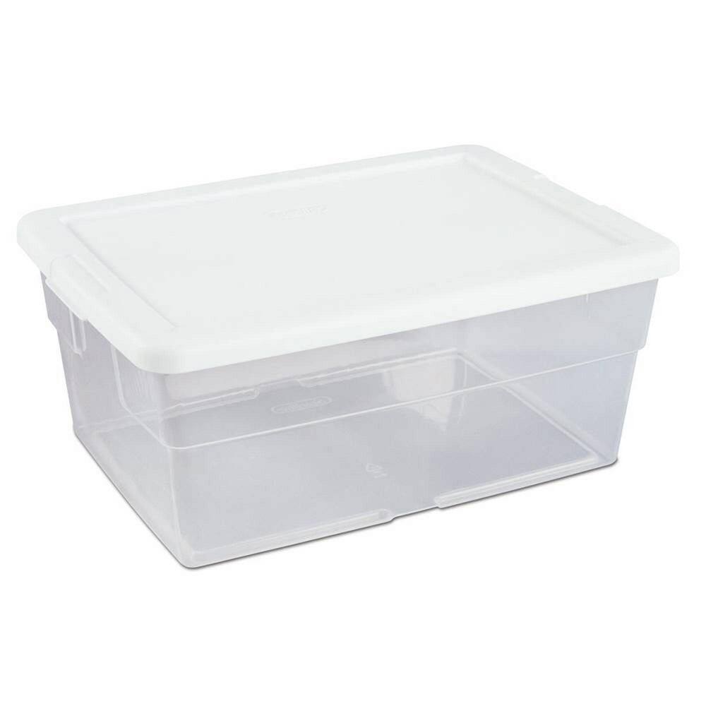 Sterilite 16 Qt. Plastic Storage Container in Clear 12-Pack and 6 Qt. Plastic Storage Container in Clear 24-Pack 12 x 16448012 + 24 x 16428012