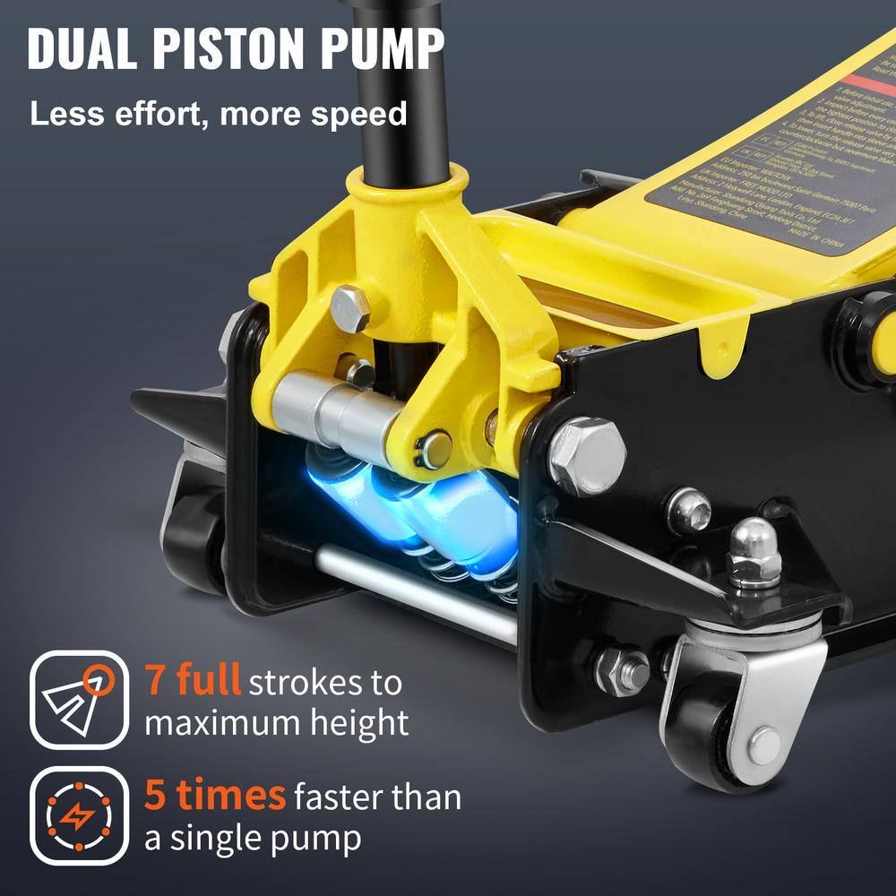 VEVOR 4-Ton 8800 lbs. Floor Jack Low Profile Racing Floor Jack with Dual Pistons Quick Lift Pump Lifting 3.94 in. to 20.98 in. SGWSQJDTSGK4TBCP9V0