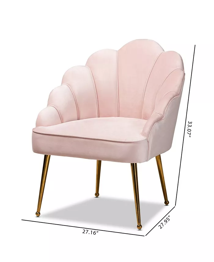 Furniture Furniture Cinzia Glam and Luxe Upholstered Seashell Shaped Accent Chair