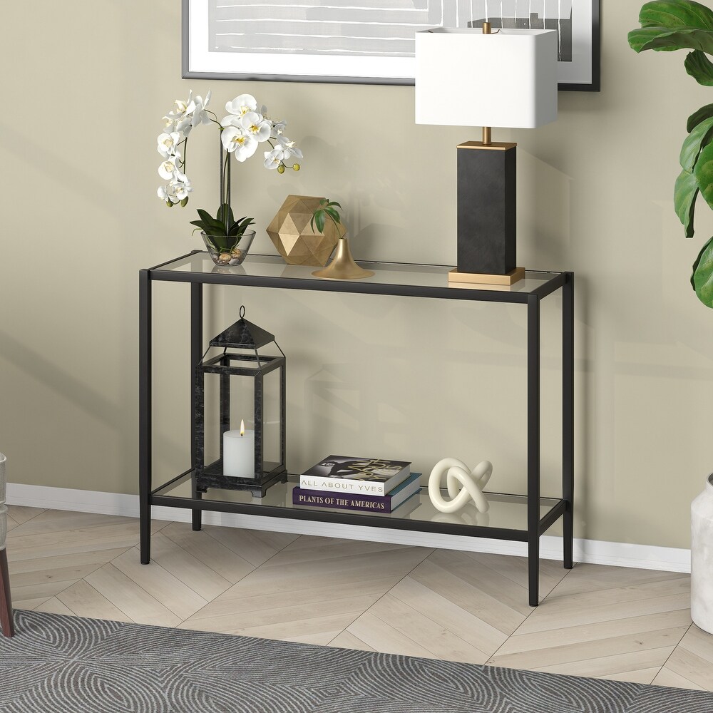 Hera 42'' Wide Rectangular Console Table with Clear Shelf   42\