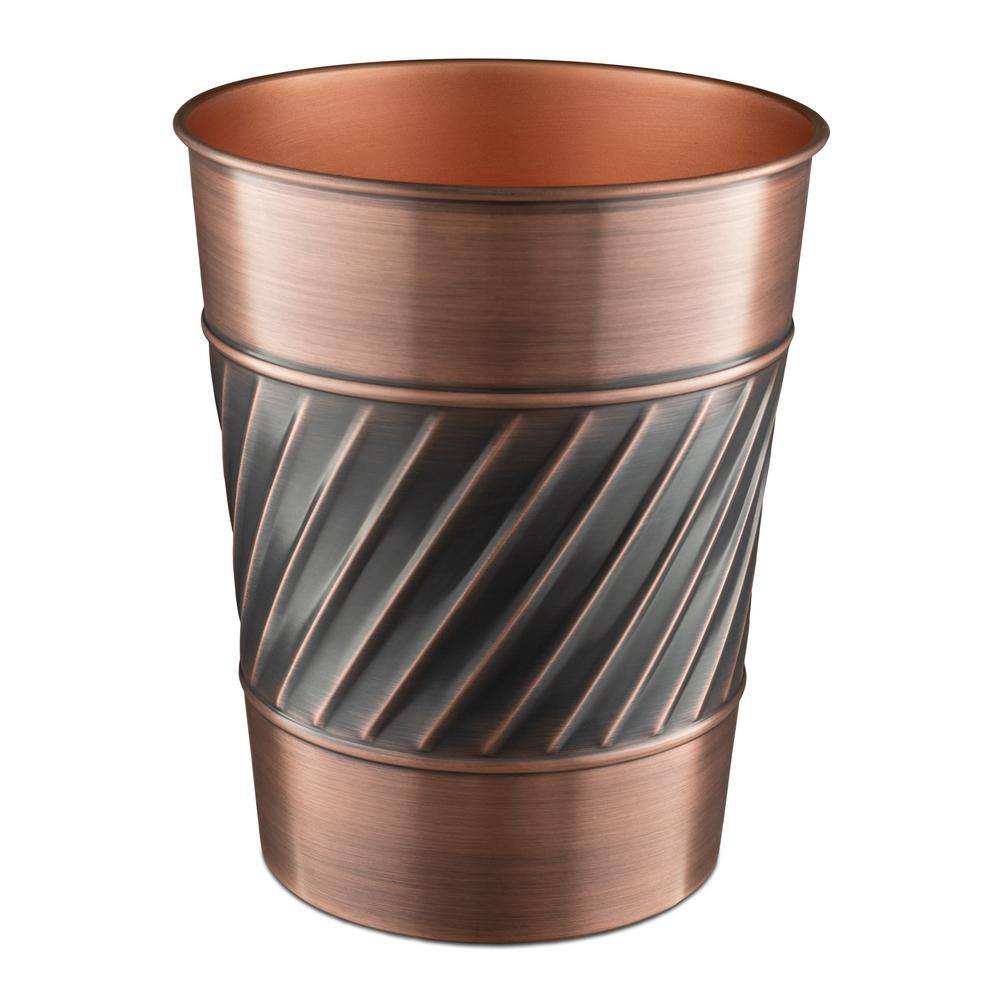 Monarch Abode Handcrafted Crest and Wave Embossed Metal Wastebasket (Antique Copper Finish) 39628