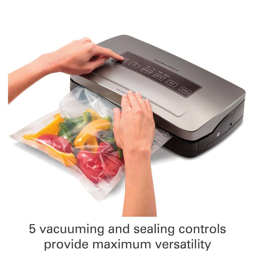 Hamilton Beach Nutrifresh Silver Food Vacuum Sealer with Roll Storage and Bag Cutter 78220