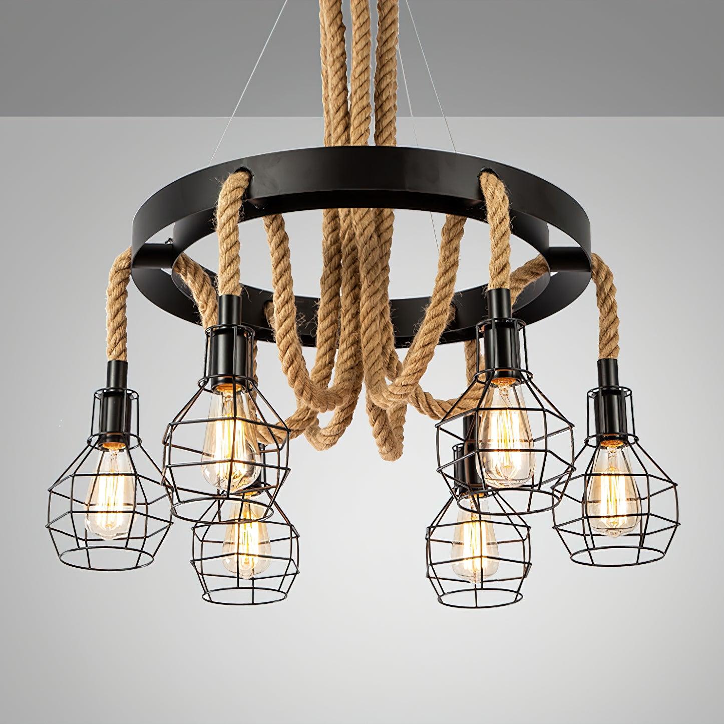 Hemp Rope Industrial Starfall Chandelier