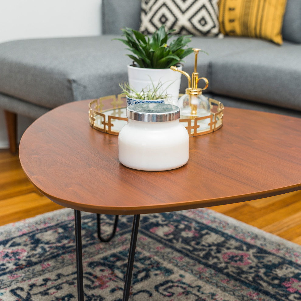 32 quotHairpin Leg Wood Coffee Table  Walnut   Midcentury   Coffee Tables   by Walker Edison  Houzz