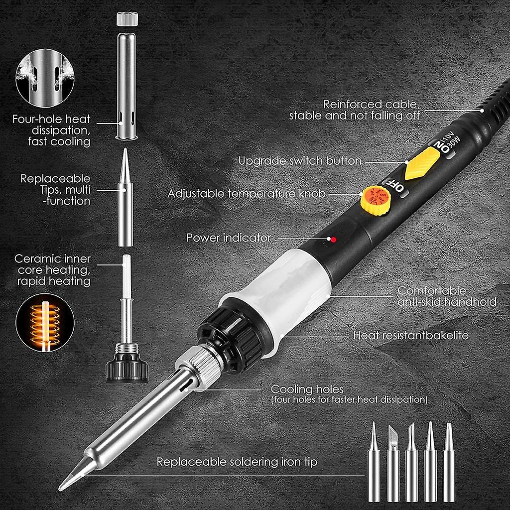 Soldering Iron Kit Adjustable Temperature 200-450c Solder Sucker Wire