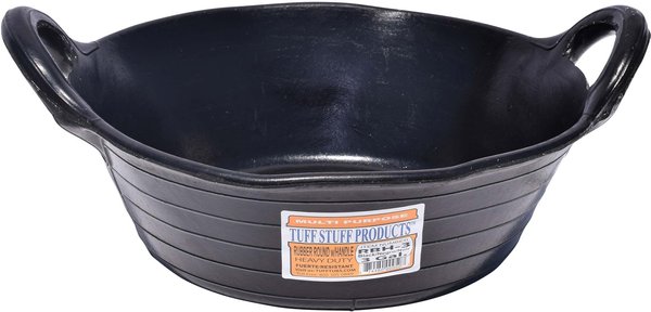 Tuff Stuff Products Rubber Round Feeder with Handle Farm Animal Feeder， 3-gal