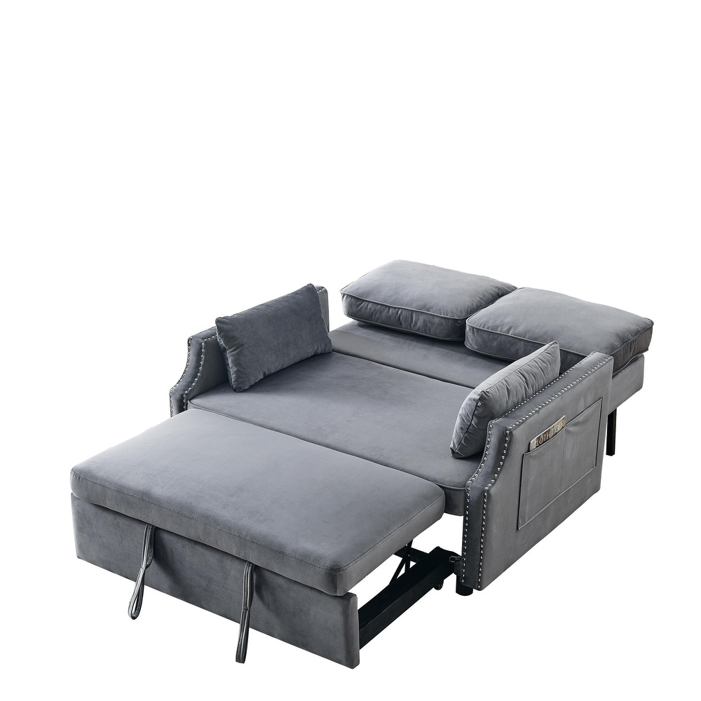 2 in 1 Velvet Sleeper Loveseat  Pull out Fold Recliner Sofa Bed