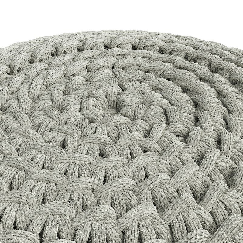 Simpli Home Nisi Round Knitted Indoor / Outdoor Pouf