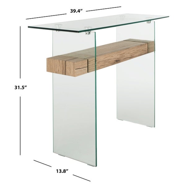 SAFAVIEH Kayley Modern Rectangular Natural/ Glass Console Table - 39.4