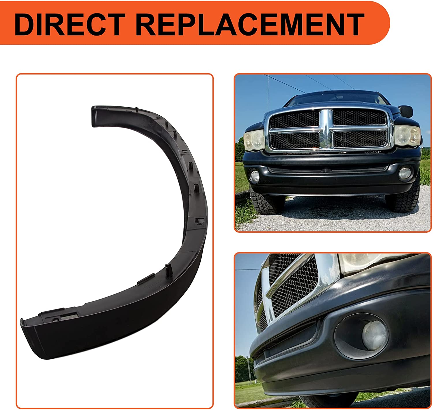 Kojem Front Bumper Air Deflector Dam Lower Lip Spoiler Wing for 2002-2009 Dodge RAM 1500 2500 3500 Replaces CH1090125 55077337AB 55077337AD