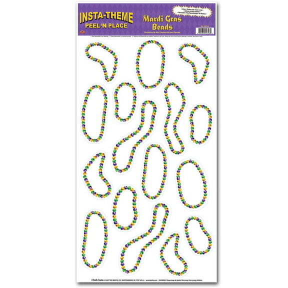 Beistle 55728 Mardi Gras Beads Peel 'N Place  12 ...