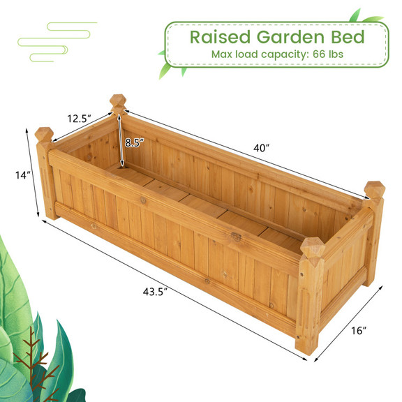 Costway 89213456 Wooden Rectangular Garden Bed wit...