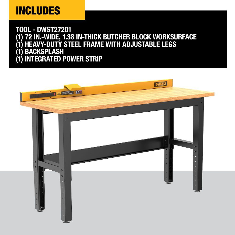 DEWALT 6 ft Workbench With Butcher Block Wood Top DWST27201 from DEWALT