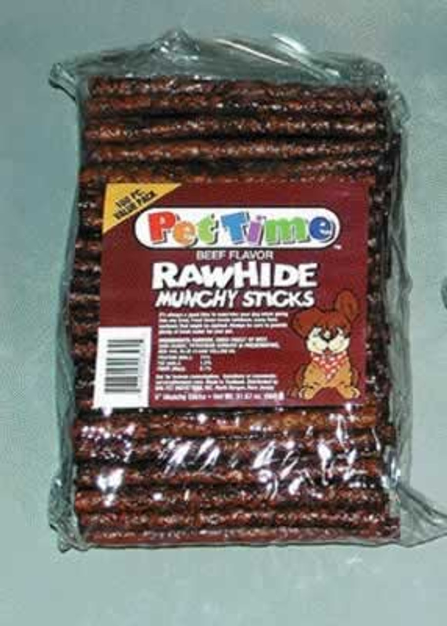 Rawhide Beef Munchy Sticks Dog Treats， 5 Inch， 100 Pack