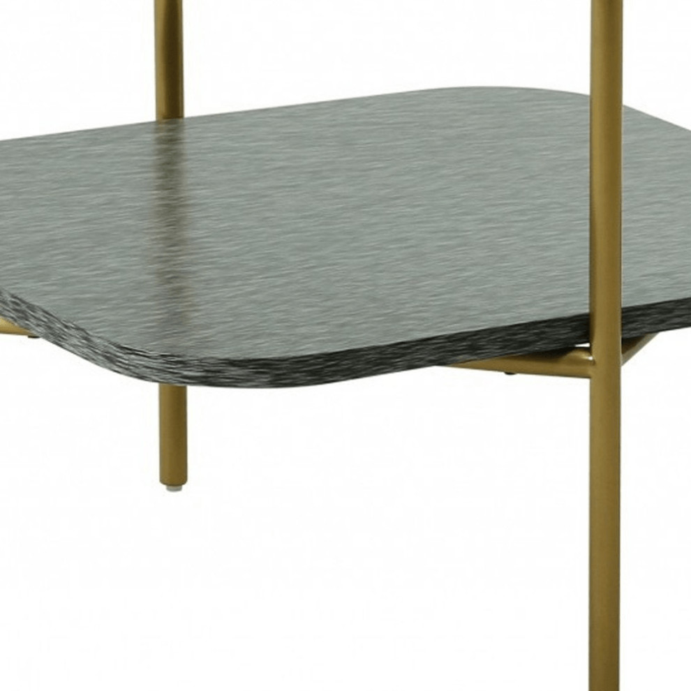 20 quotGold And Clear Glass And Metal Square End Table With Shelf   Contemporary   Side Tables And End Tables   by HomeRoots  Houzz