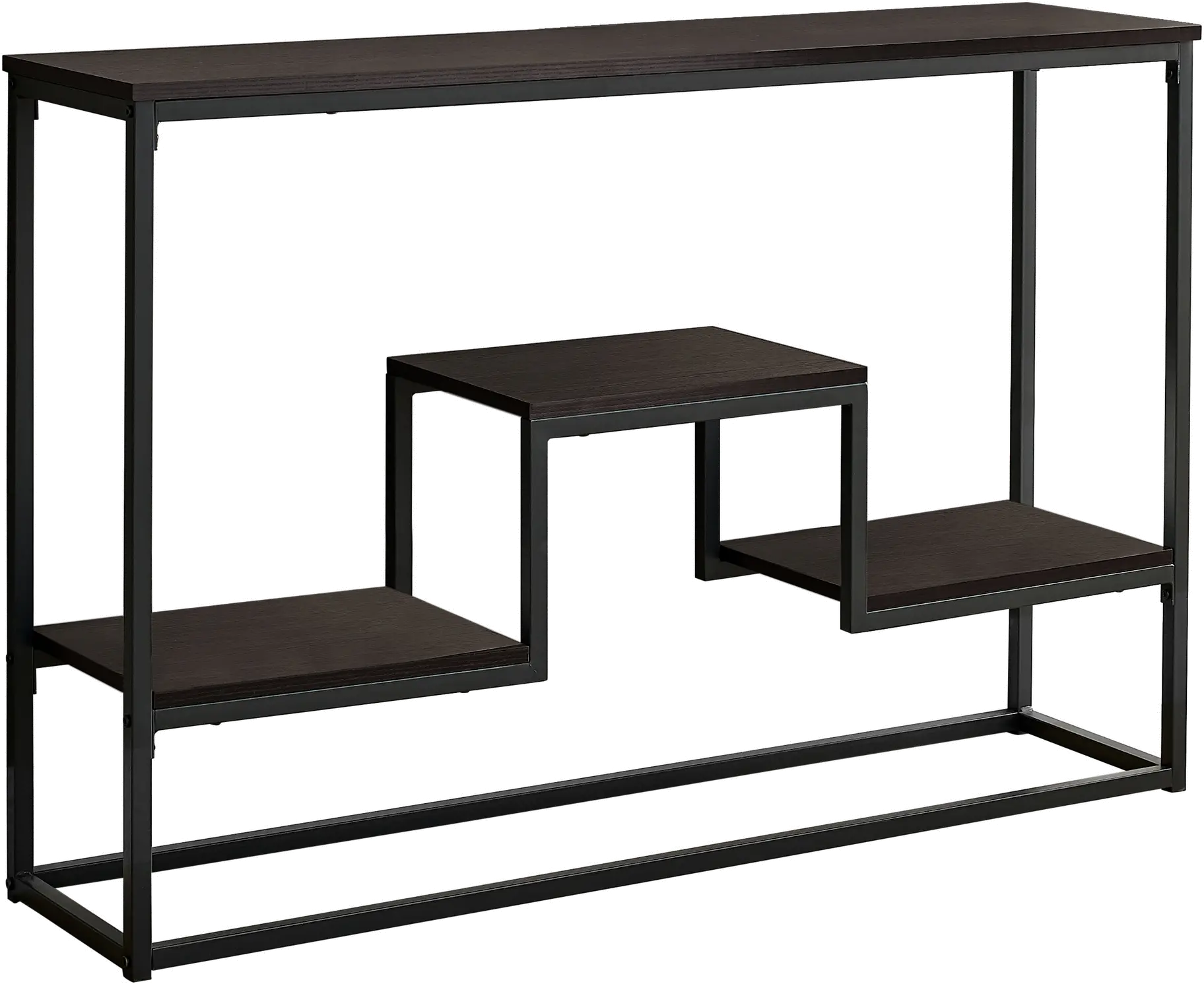 Contemporary Espresso and Black Sofa Table - Luka