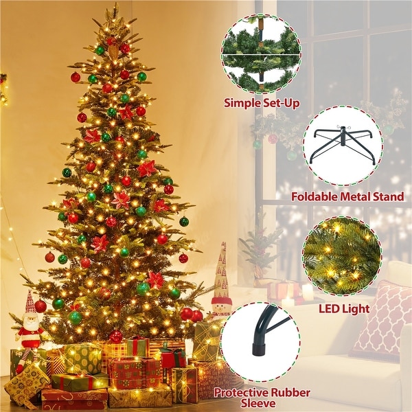 Yaheetech PreLit Christmas Tree Artificial Christmas Tree with Warm White Incandescent Lights