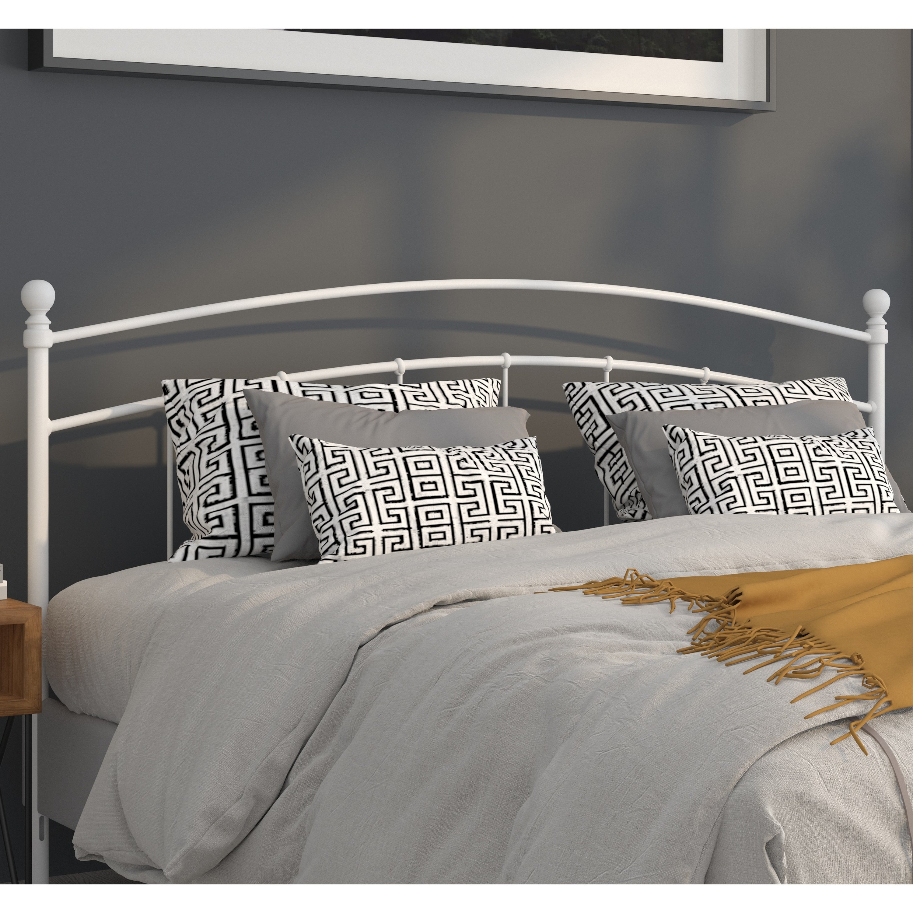 Pulman Classic King Size White Metal Headboard - - 37060172