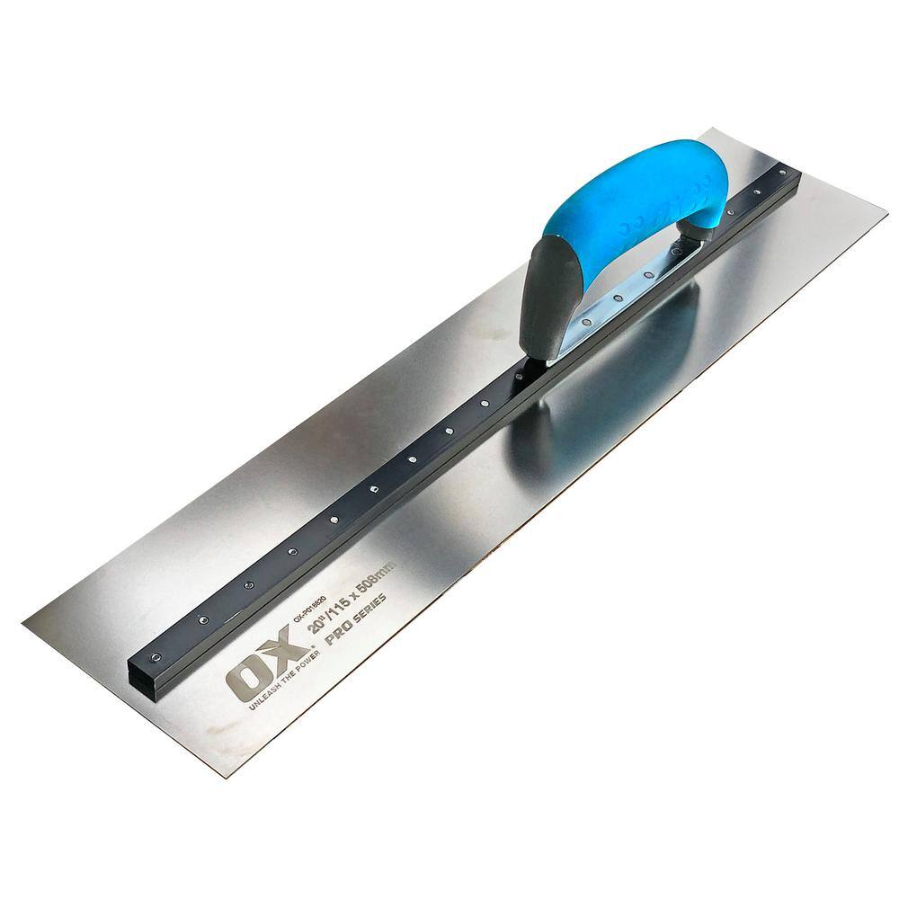 OX TOOLS Pro 4-12 in. x 20 in. 115 mm x 508 mm Square Finish Trowel SST OX Grip OX-P018820