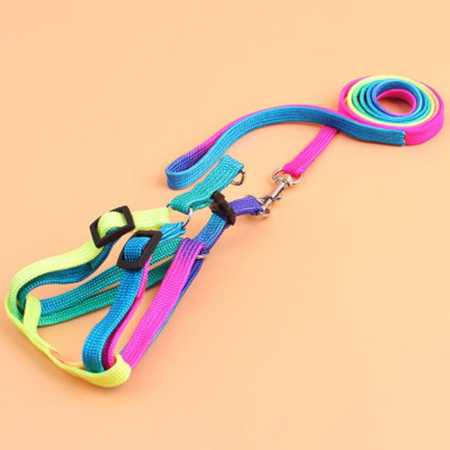 Nylon Pet Cat Dog Kitten Adjustable Colorful Harness Lead Leash Collar Belt