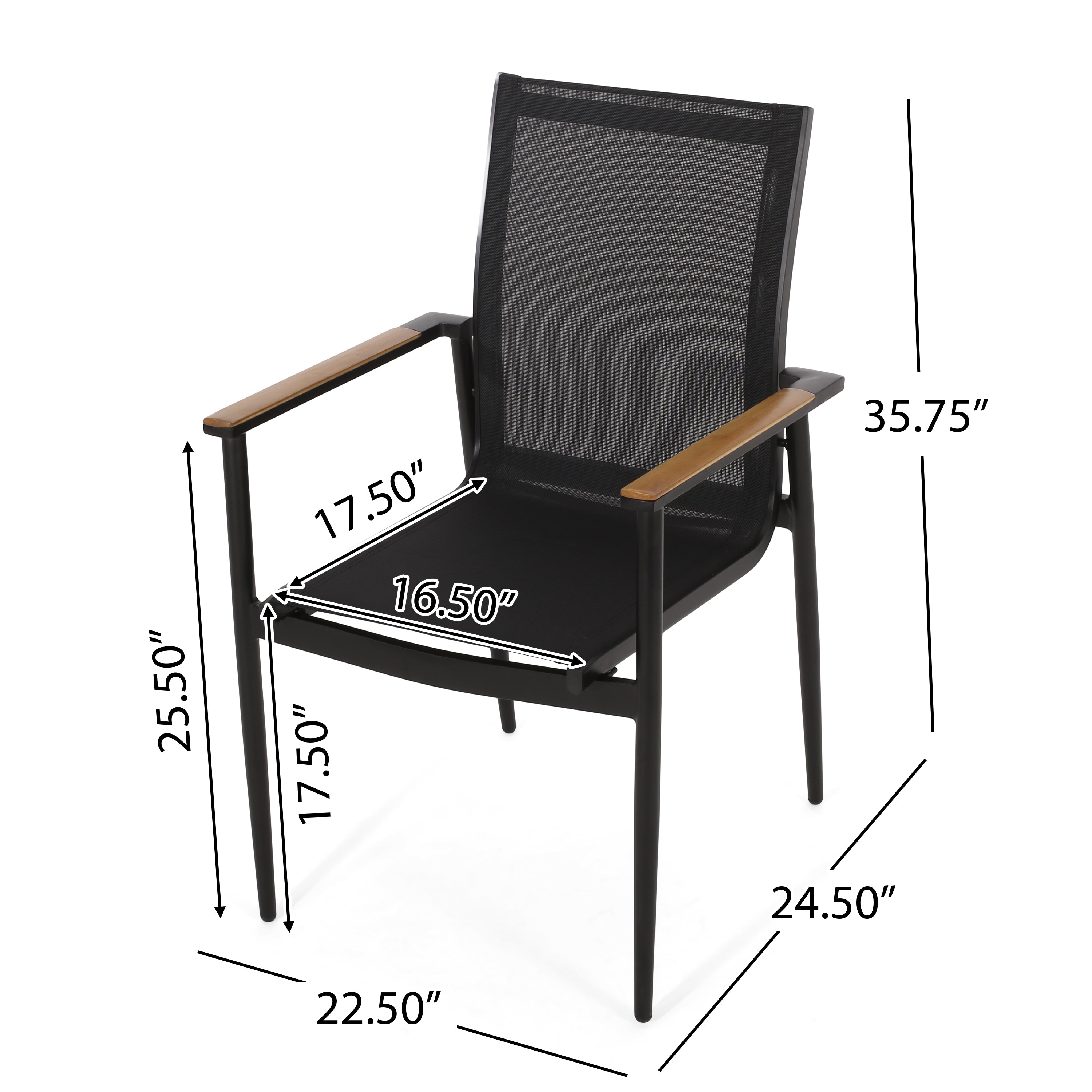 Shane Outdoor Mesh and Aluminum Dining Chairs