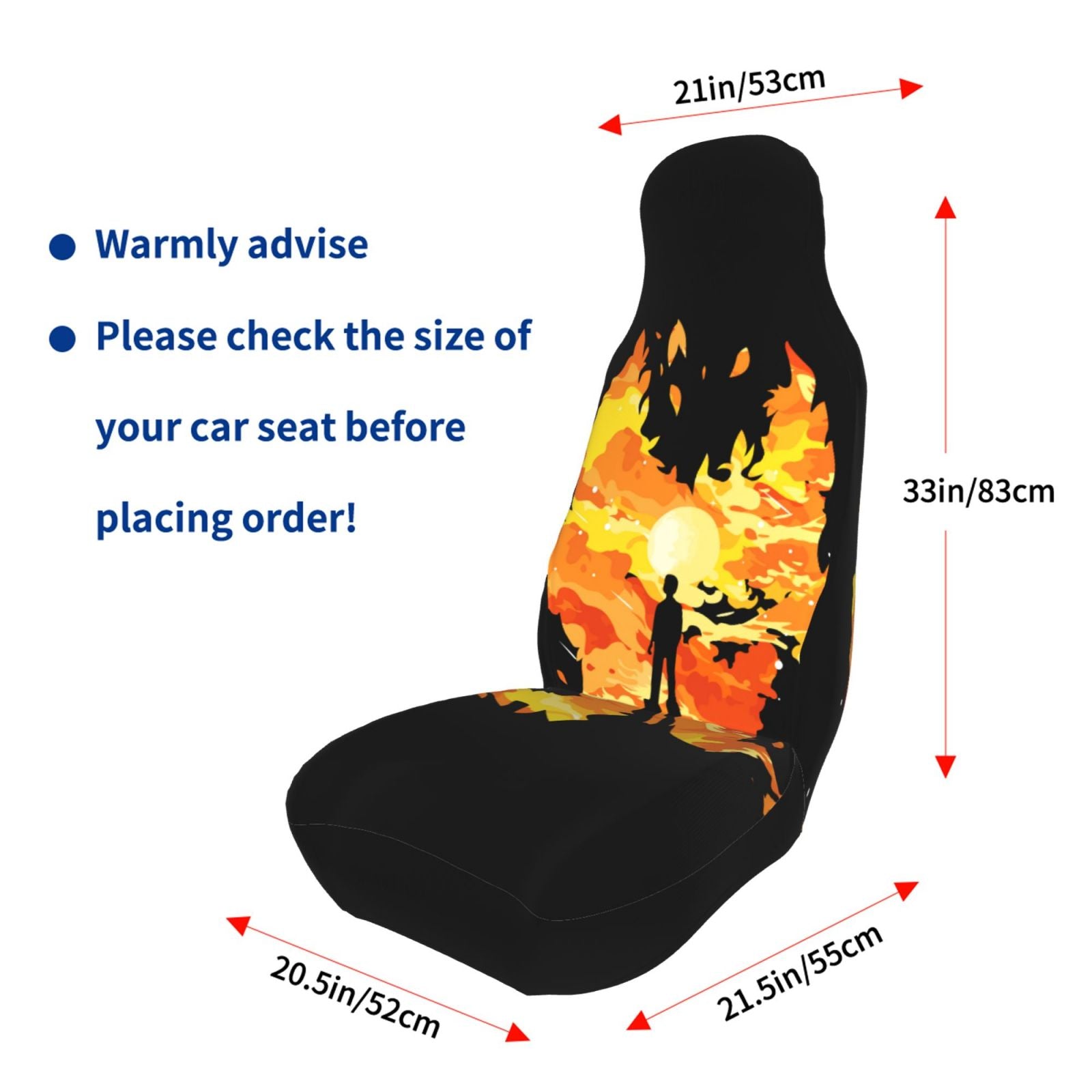 TEQUAN Front Seat Covers， Burning Fire Flame Man Pattern 2 Piece Car Seat Cover Fit Most Car SUV Truck Van