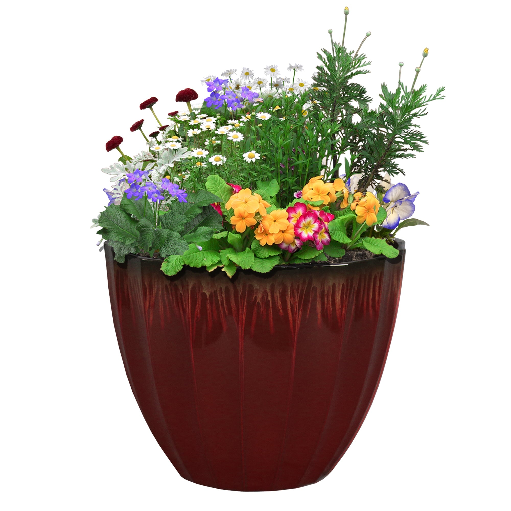 Better Homes & Gardens Andora Red Color Resin Planter, 12.2in x 12.2in x 9.5in