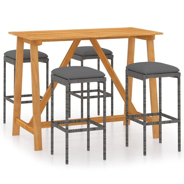 vidaXL 5 Piece Patio Bar Set with Cushions Gray