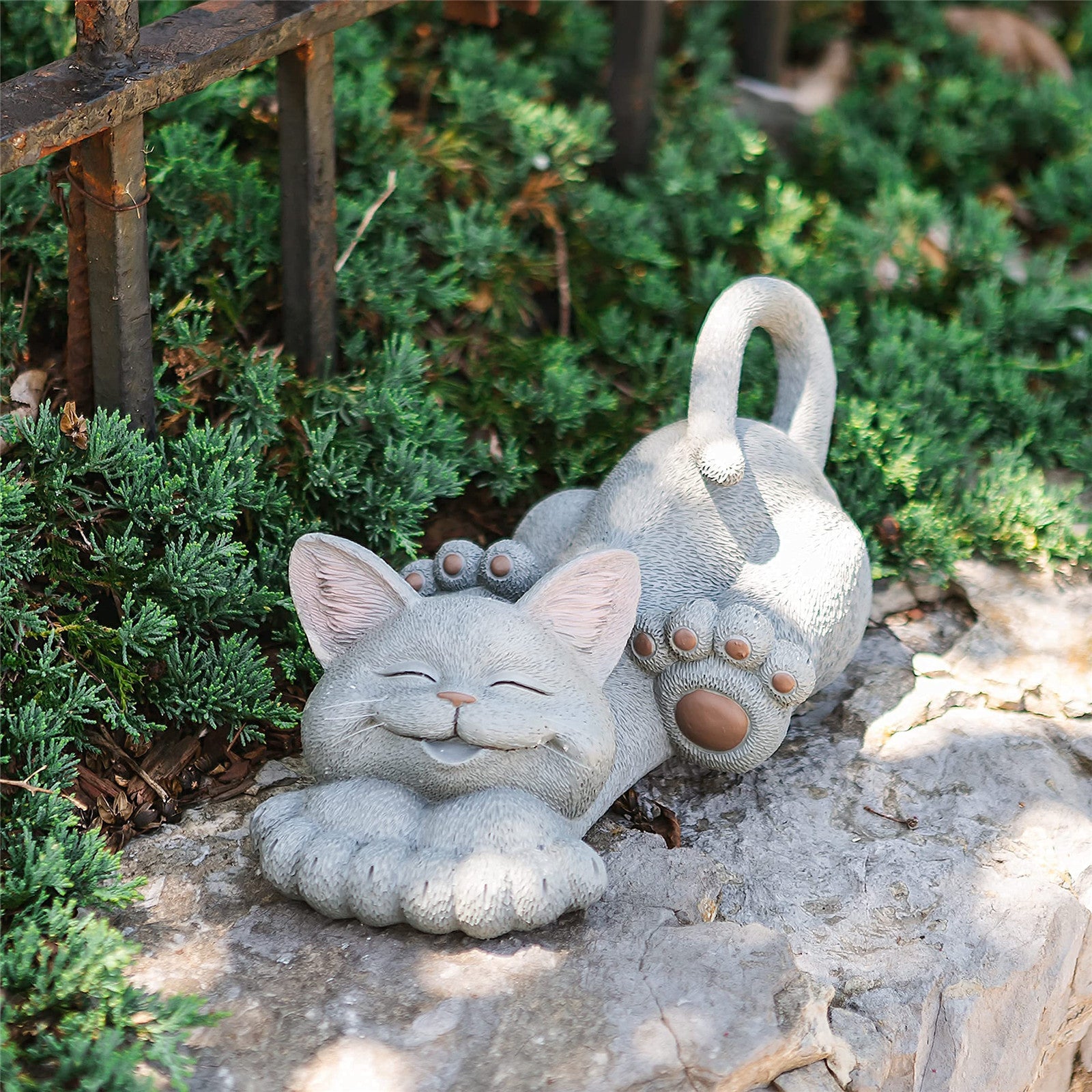 Toyfunny Whimsical Cat Smiling Garden Statue Decorate For Home Garden Yard