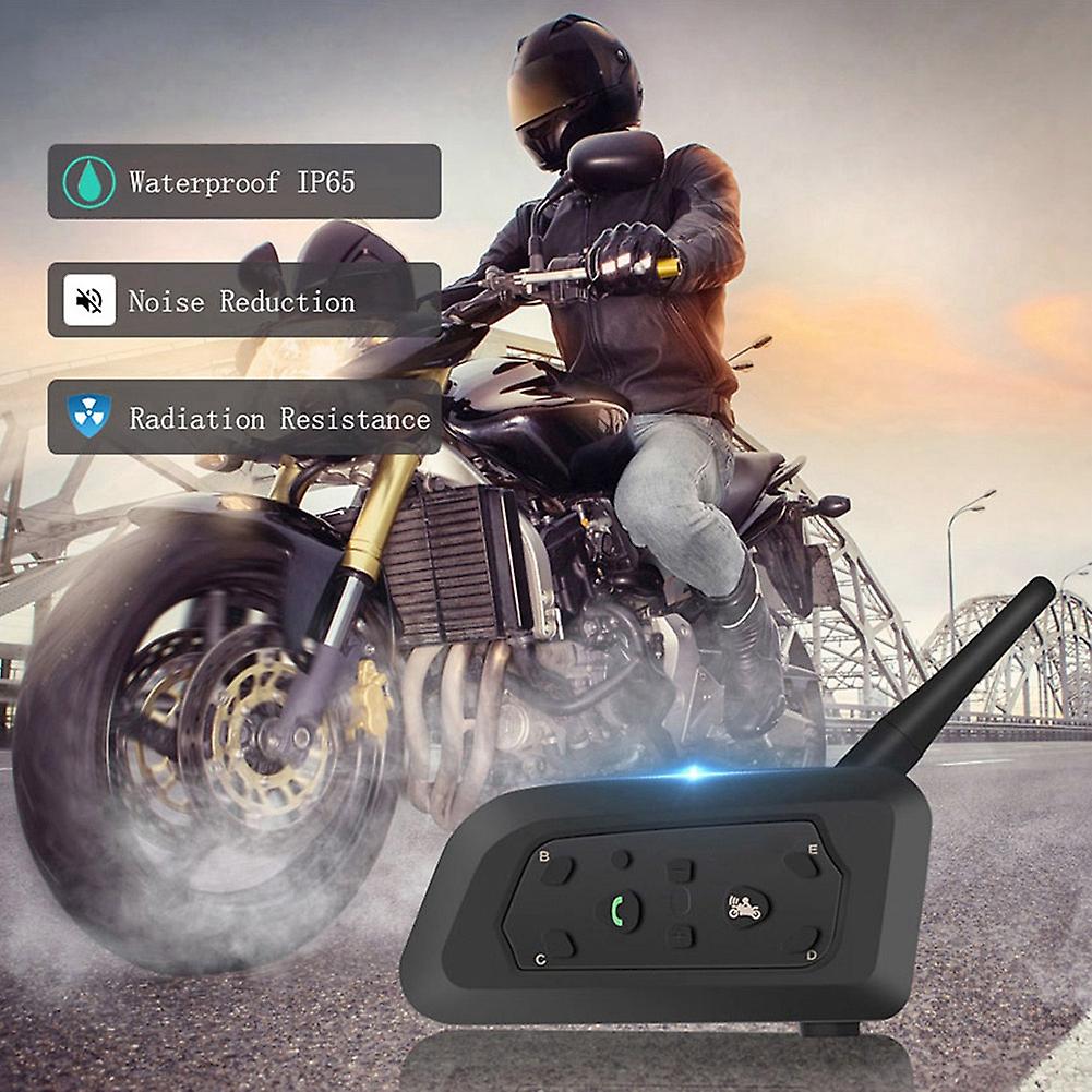 V6-1200 Motorcycle Helmet Wireless Bluetooth Intercom Hands Free Headphone For 6 People