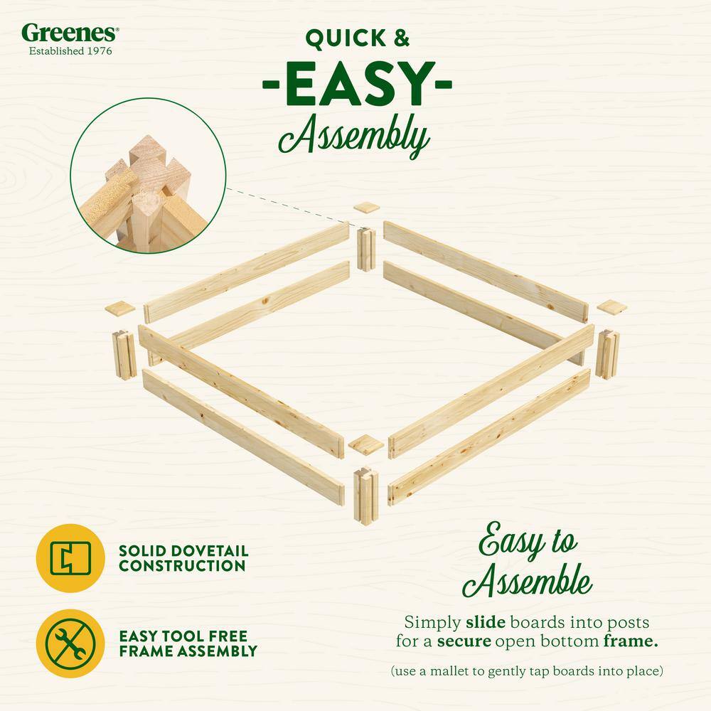 Greenes Fence 4 ft. x 4 ft. x 7 in. Original Pine Raised Garden Bed RCP4C4
