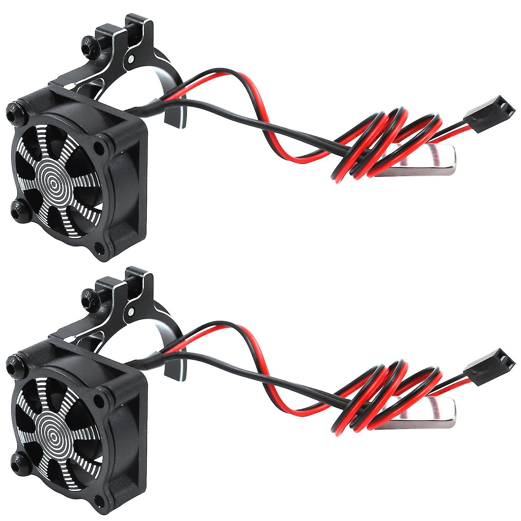 2x For Rc Car 3650 3660 550 540 Motor Heatsink Cooling Fan With Thermal Sensor Cnc Aluminum Alloy C