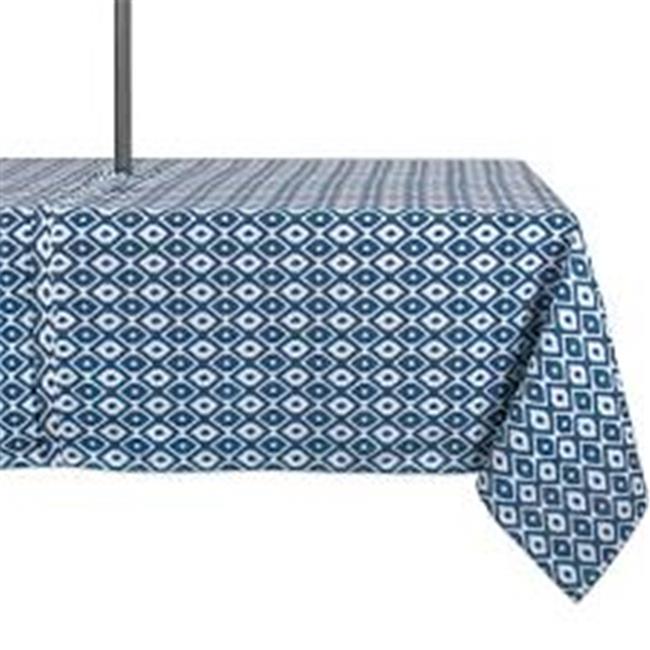 Blue Ikat Outdoor Tablecloth With Zipper 60X84 inch