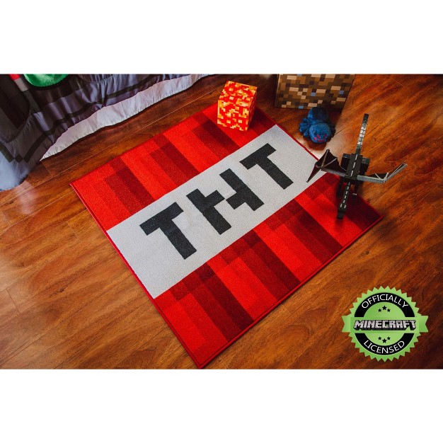 Ukonic Minecraft Tnt Block Indoor Area Rug Tnt Block Minecraft Rug 39 inch Square Area Rug