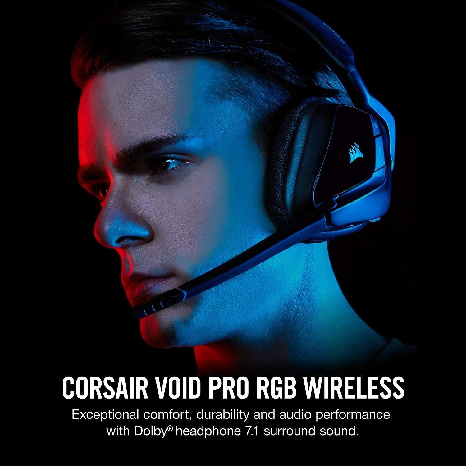 Chronus VOID ELITE RGB Wireless Gaming Headset (7.1 Surround Sound， Low Latency 2.4 GHz Wireless， 40ft Wireless Range， Customisable RGB Lighting， Durable Aluminium with PC， PS4 Compatibility)(black)