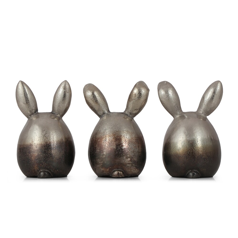 Derwent Indoor Aluminum Handcrafted Bunny Figurines by Christopher Knight Home   3.25\