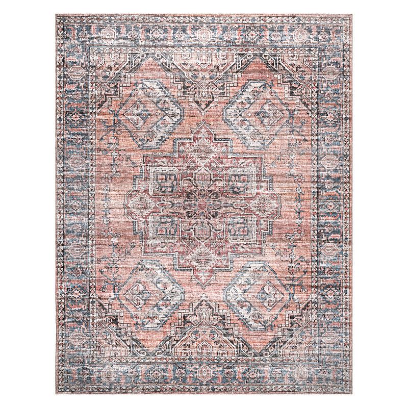 nuLoom Maple Machine Washable Floral Medallion Area Rug