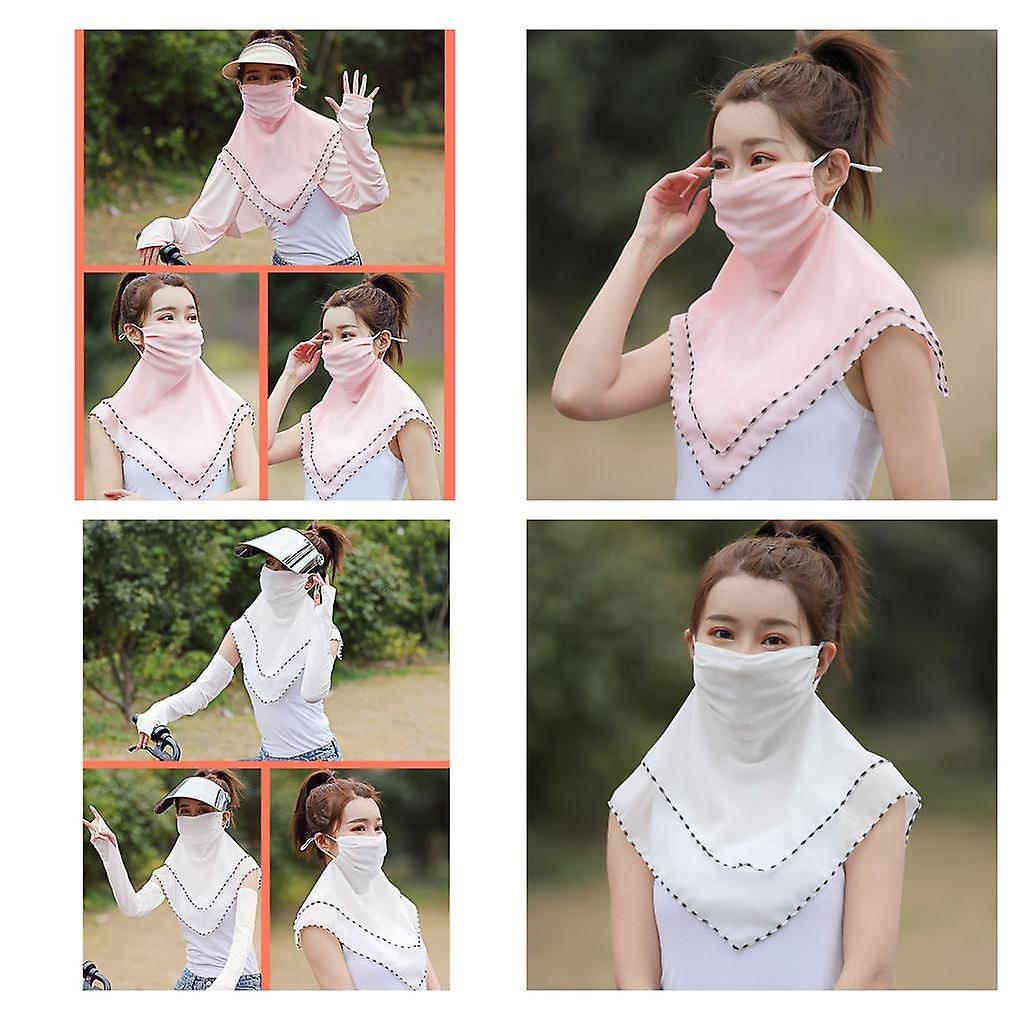 2pcs Ladies Summer Half Face Silk Scarf Shade Shields Mouth Cover Dust-proof