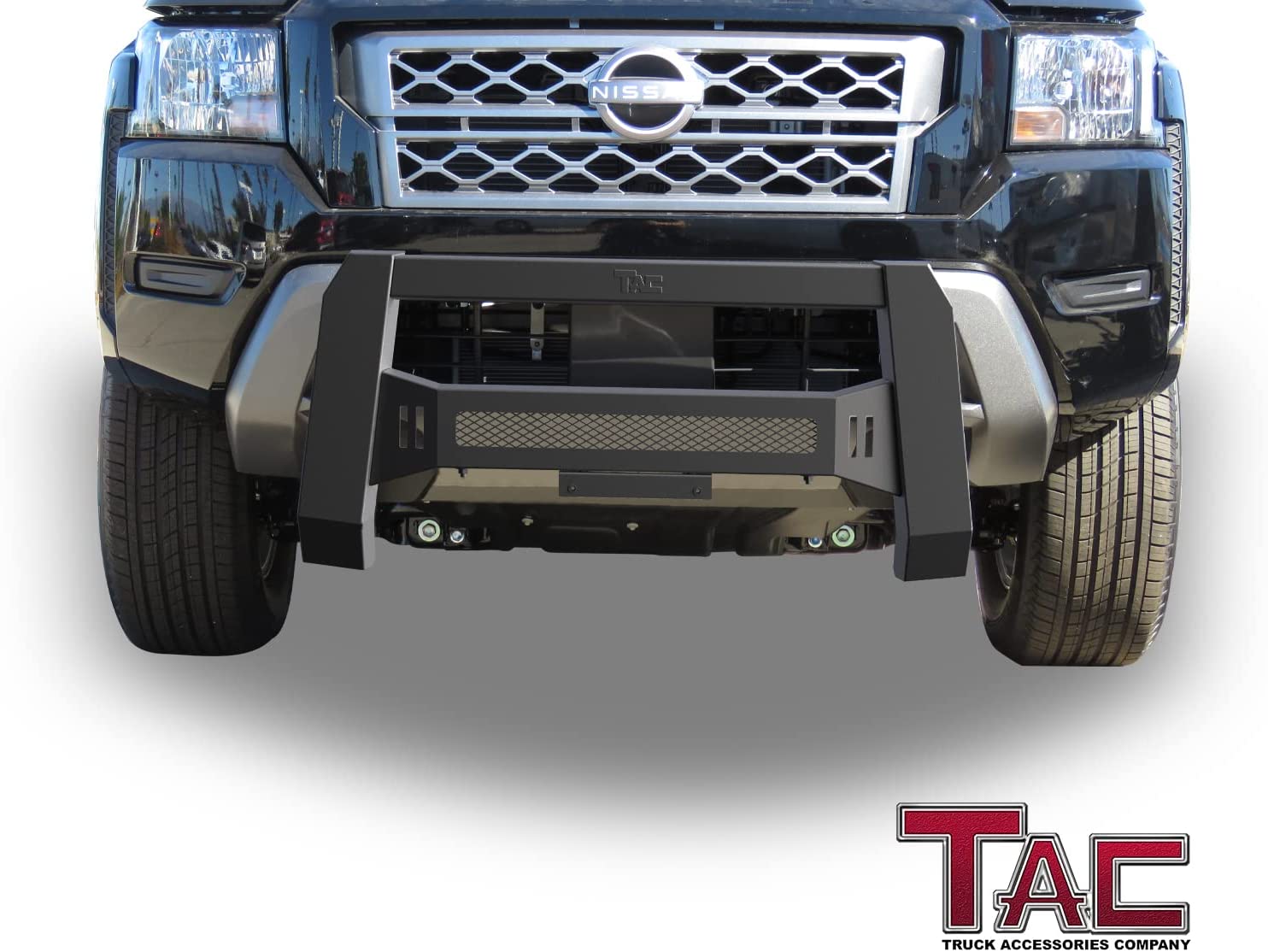 TAC Predator Modular Bull Bar Fit 2022-2023 Nissan Frontier Pickup Truck Front Mesh Version Brush Bumper Grille Guard Fine Textured Black Suitable for 20” LED Off-Road Lights